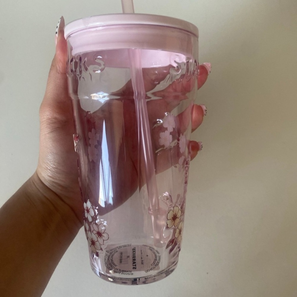2026 Starbucks Japan Exclusive Sakura Glass Cup with Straw - Picture 5 of 8